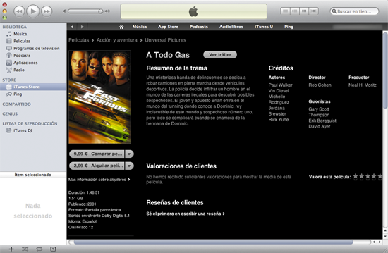 Compra y alquiler de películas en iTunes