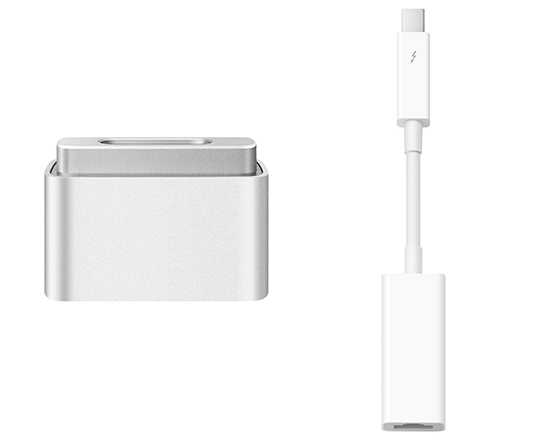 Conversor MagSafe a MagSafe 2 y adaptador Thunderbolt a Ethernet