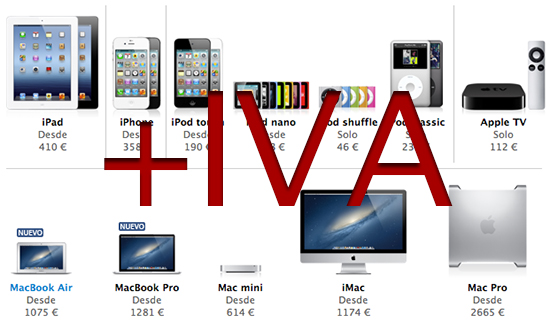 Subida de precios Apple Store por el IVA