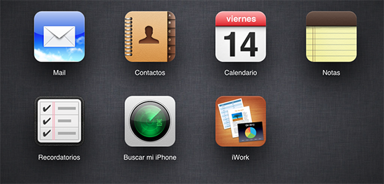 iCloud.com con Notas y Recordatorios